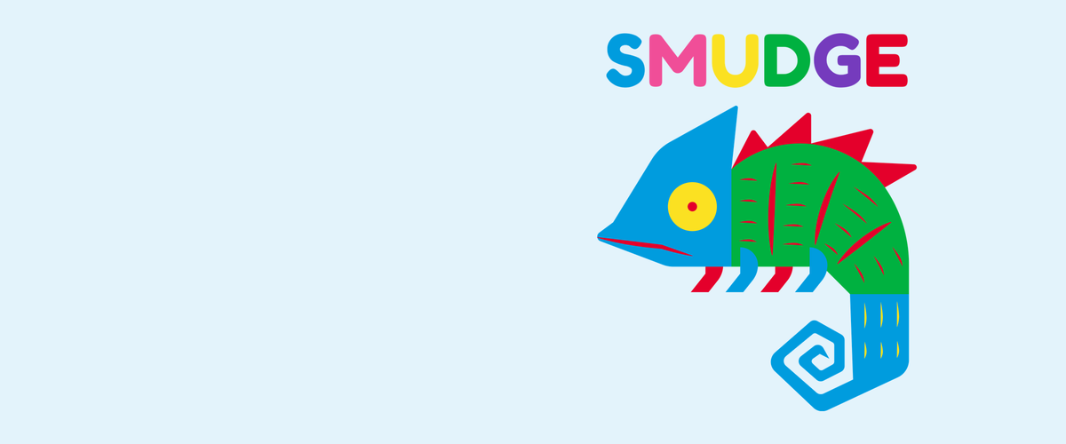 SMUDGE Chameleon Collection: the SMUDGE chameleon on a soft light blue background