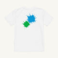 White organic kids' T-shirt with the Cyan & Green Back Pair design, back view