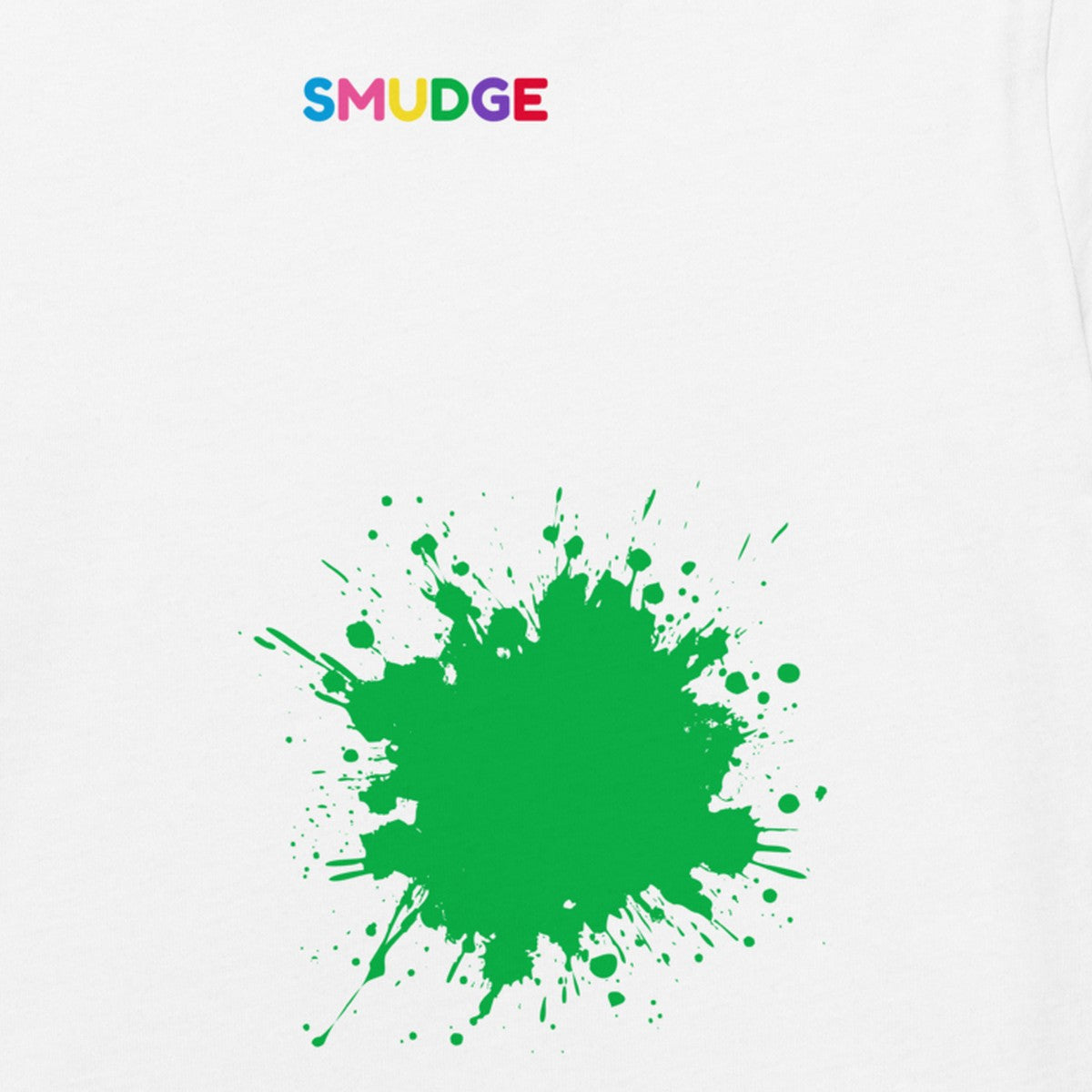 Close-up of the Green Hem Splash print on the front