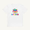 White organic kids' T-shirt with the Big Logo design, front view