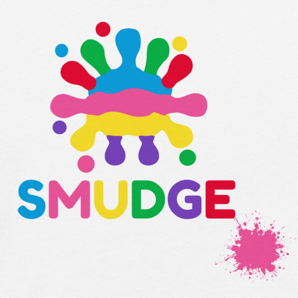 Close-up of the Logo & Pink Splash print on the front