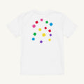 White organic kids' T-shirt with the Back Scatter design, back view
