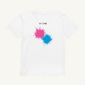 White organic kids' T-shirt with the Double Splash design, front view