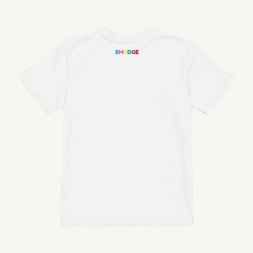 White organic kids' T-shirt, back view