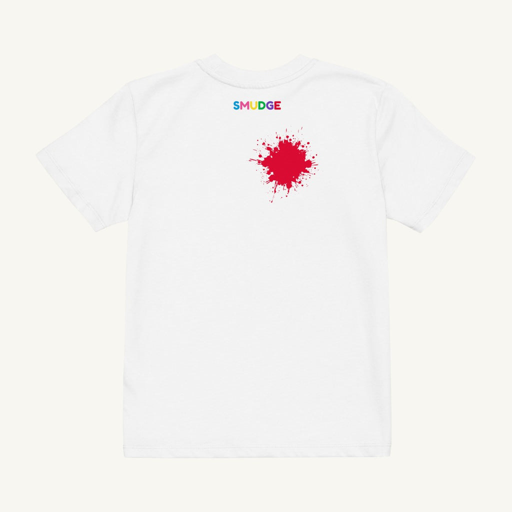 White organic kids' T-shirt, back view