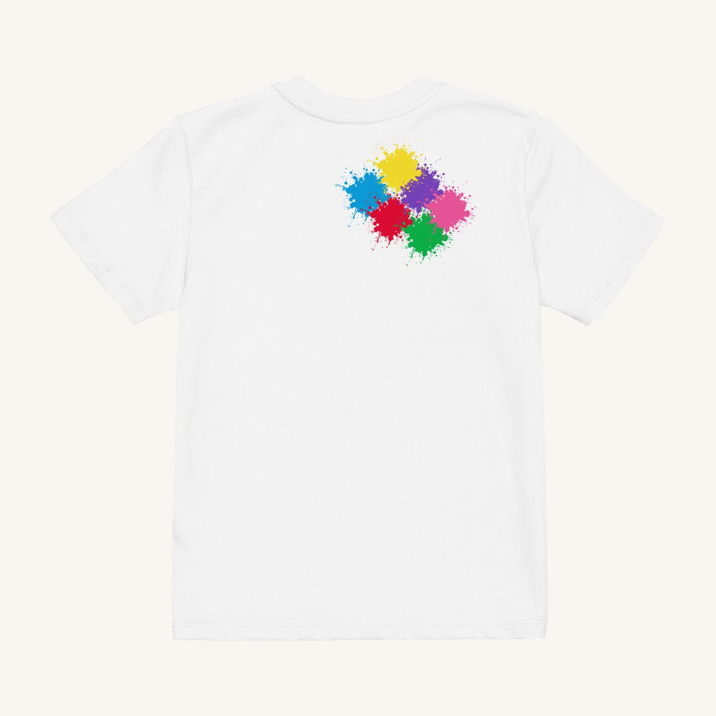 White organic kids' T-shirt, back view
