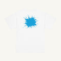 White youth T-shirt with the Cyan Back Splash design, back view