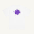 White youth T-shirt with the Purple Back Splash design, back view