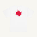 White youth T-shirt with the Red Back Splash design, back view