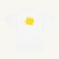 White youth T-shirt with the Yellow Back Splash design, back view