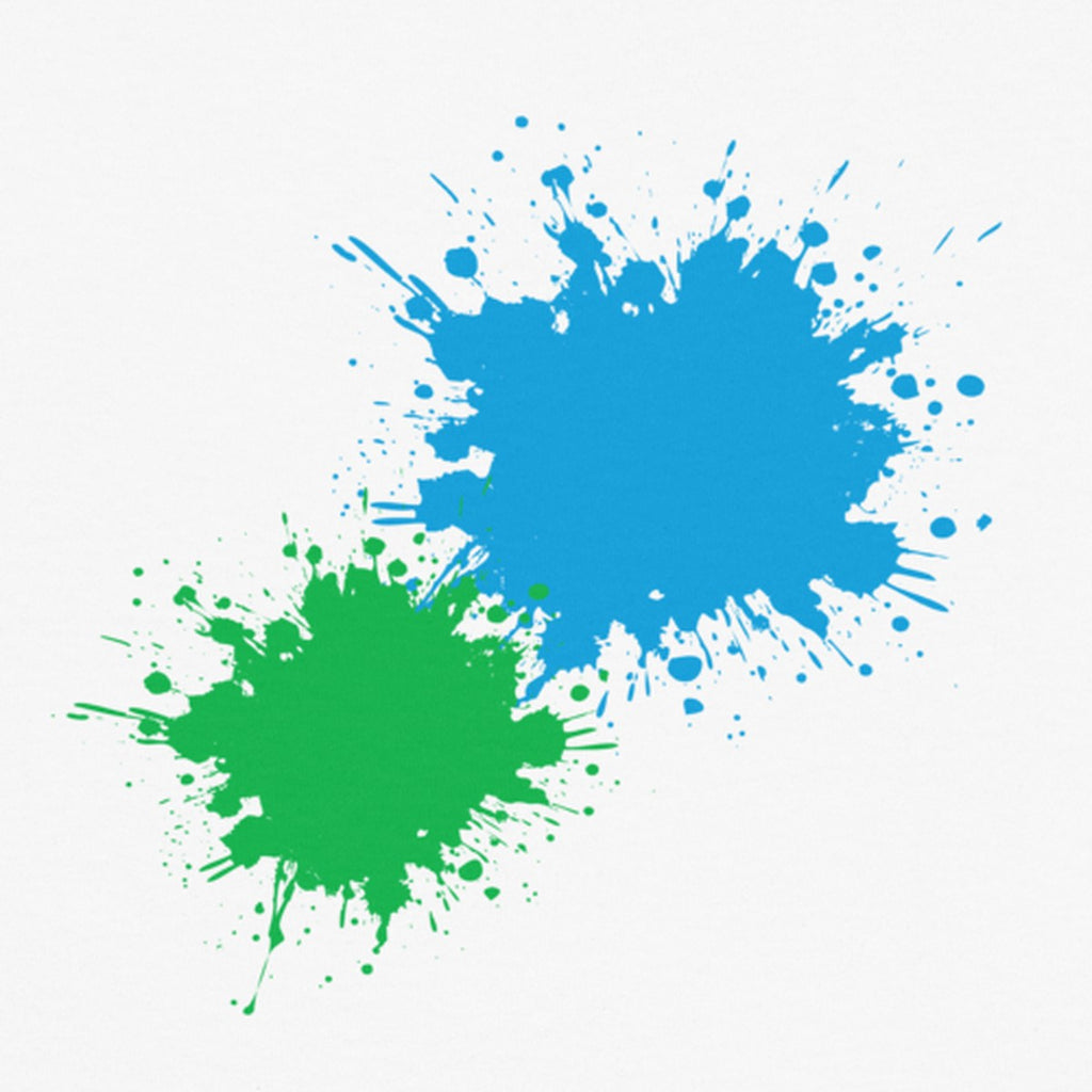 Close-up of the Cyan & Green Back Pair print on the back