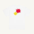 White youth T-shirt with the Red & Yellow Back Pair design, back view