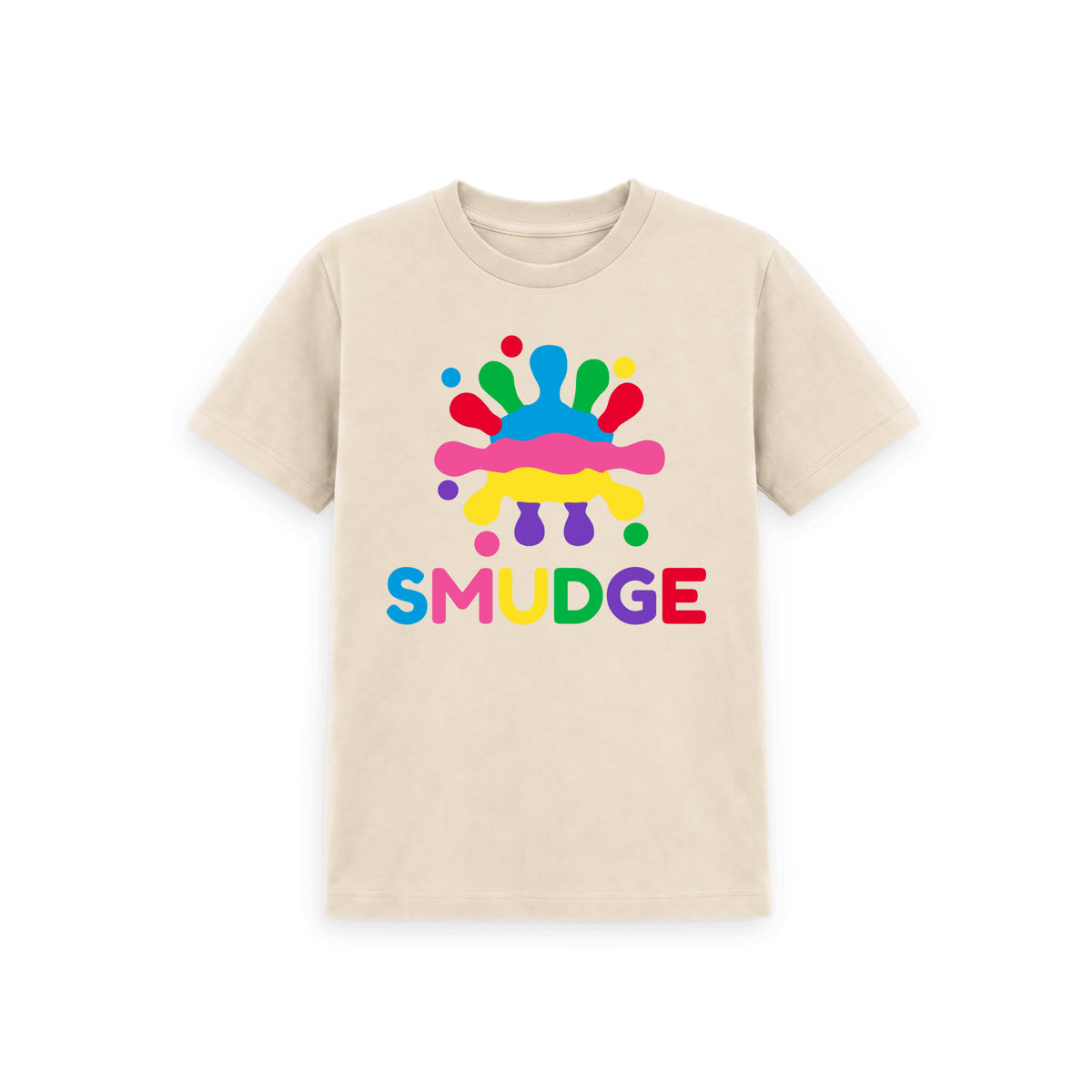 Oat kids' T-shirt with large SMUDGE splash logo on the front