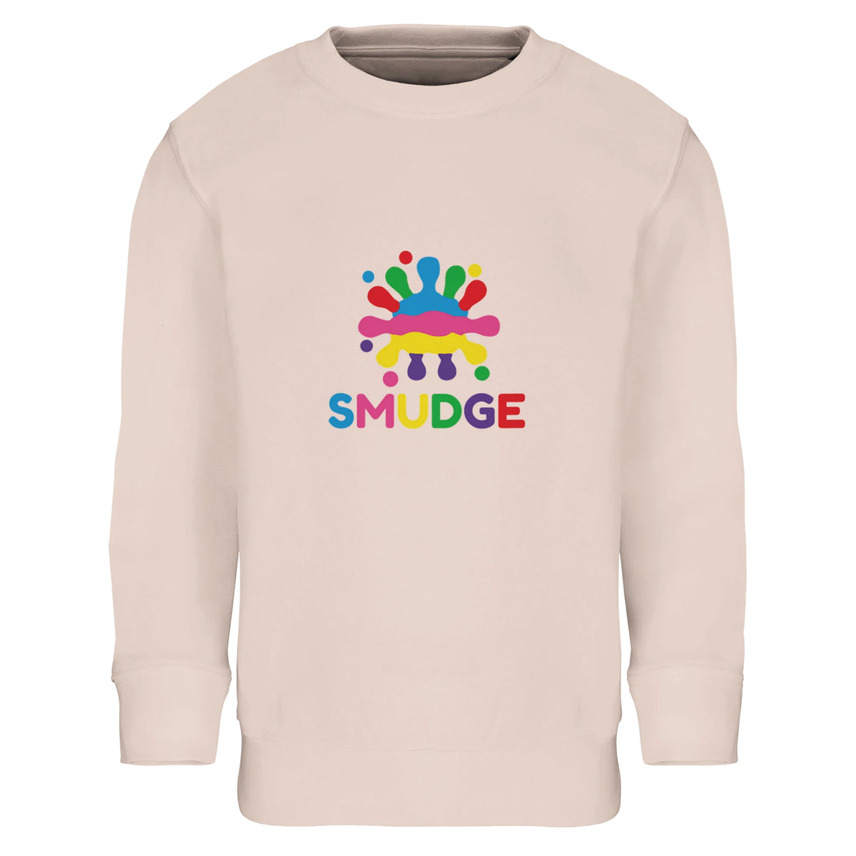 Creamy Pink kids' sweatshirt with SMUDGE splash logo on the chest