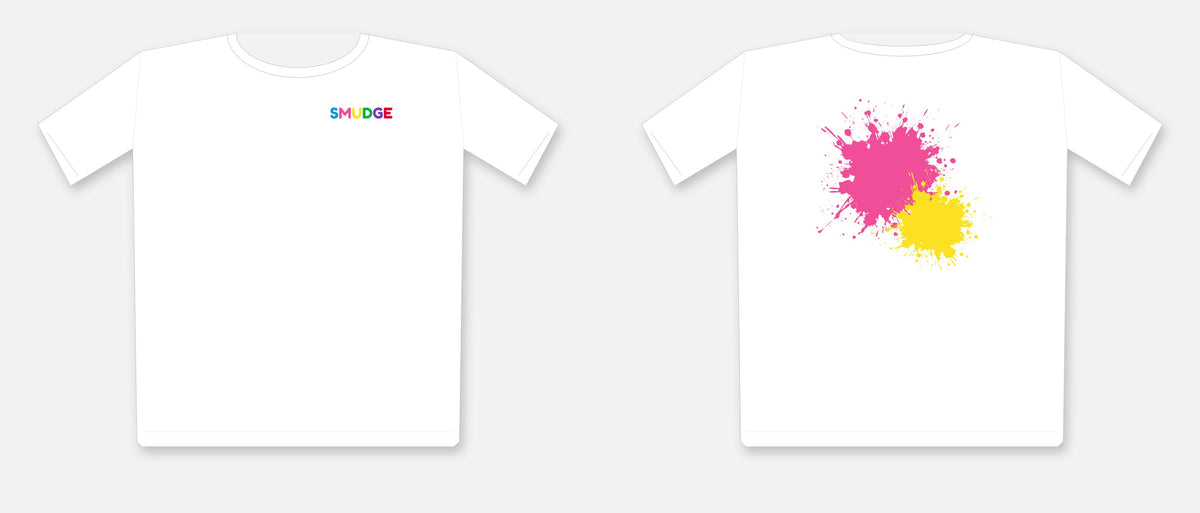 SMUDGE Splash Pairs Back Youth T-Shirt, Pink + Yellow Back Pair design