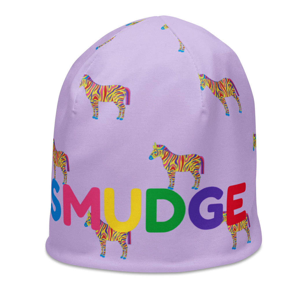 Lilac Zebra beanie, left side