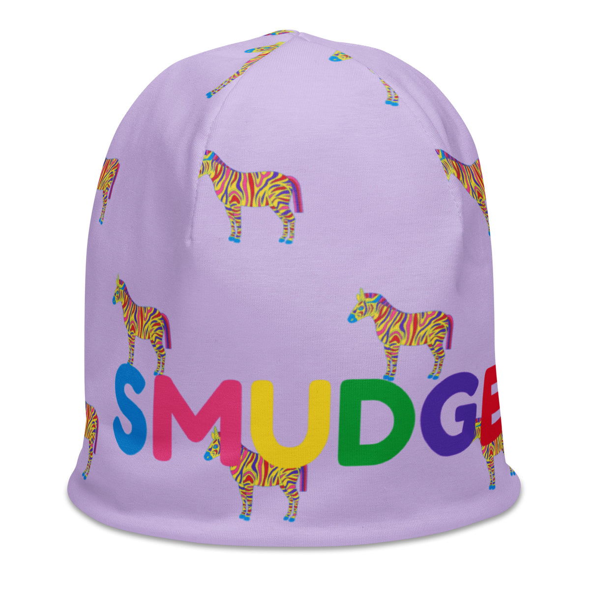 Lilac Zebra beanie, right side
