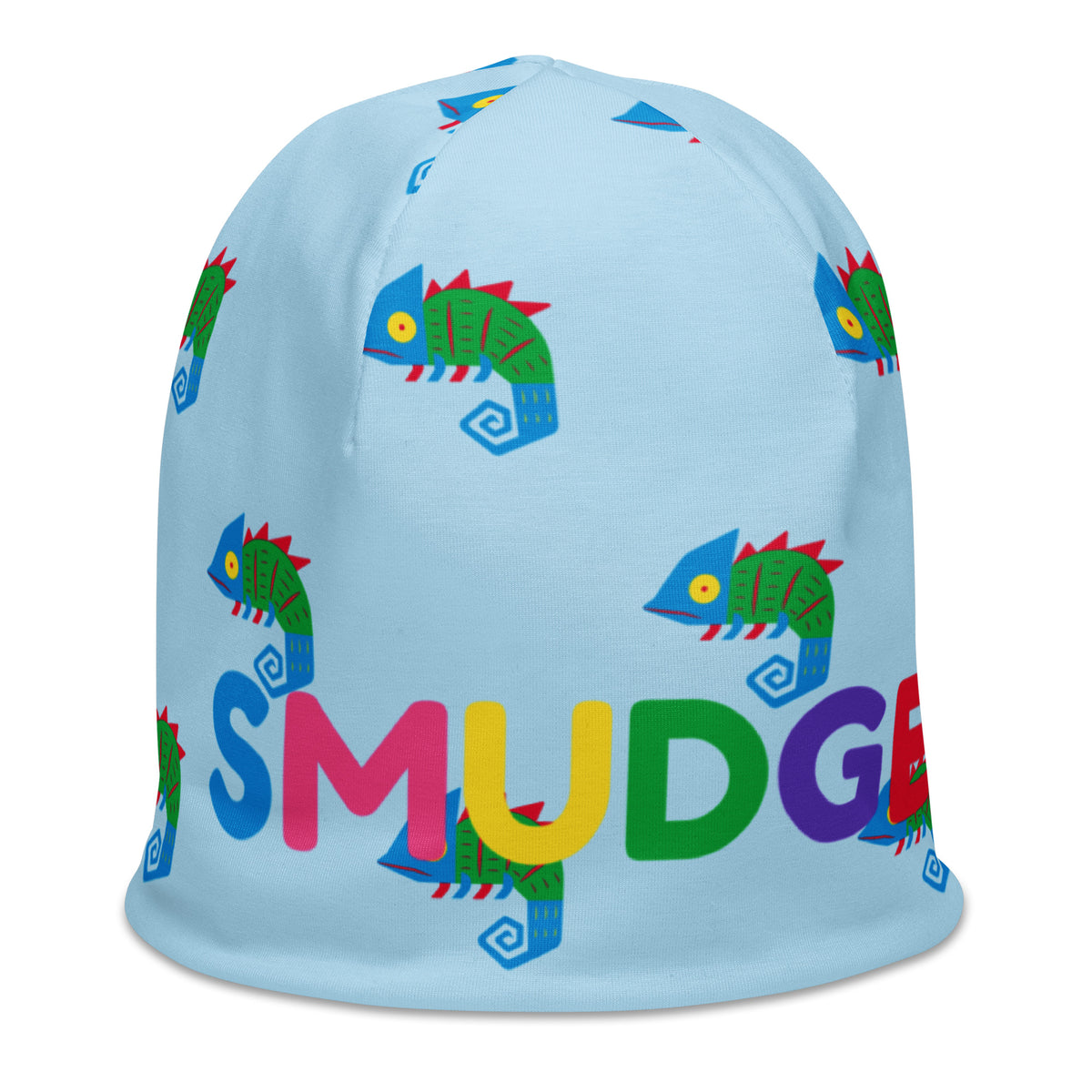 Light blue Chameleon beanie, right side