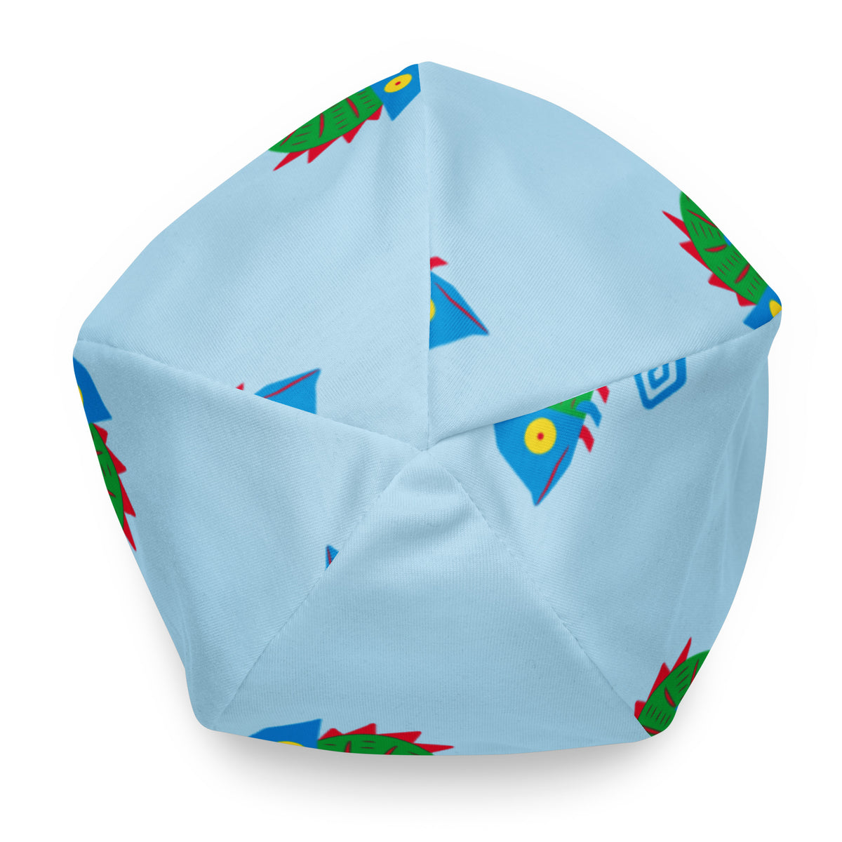 Light blue Chameleon beanie, top view