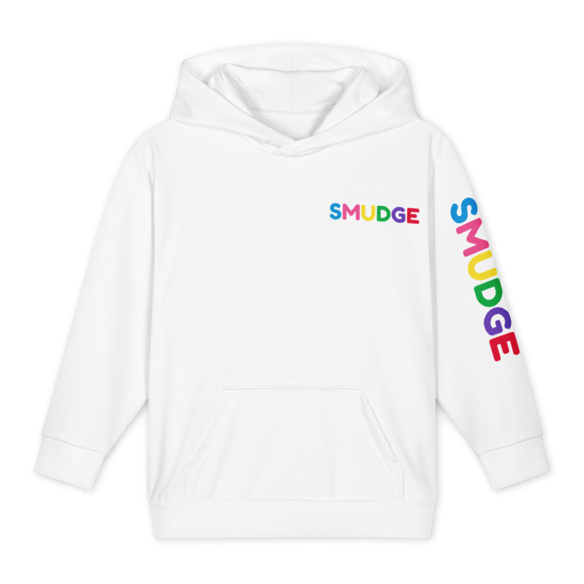 SMUDGE Sleeve Wordmark Youth Hoodie, front