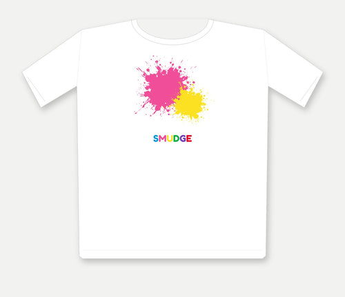 SMUDGE Front Splash Organic Kids T-Shirt, Pink & Yellow Pair design
