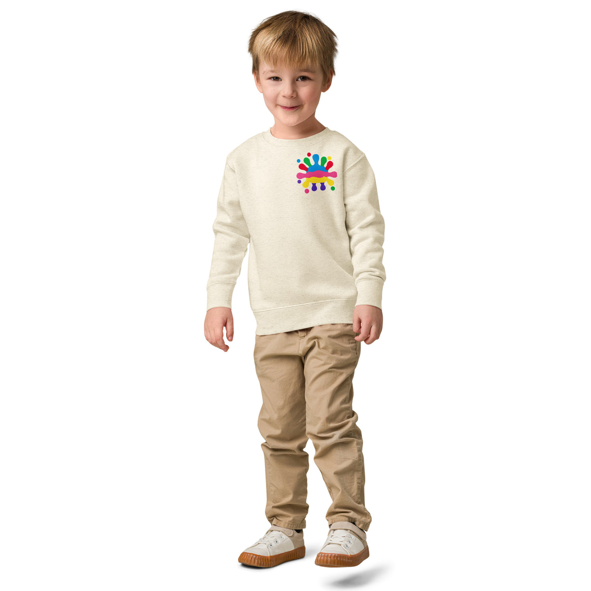 SMUDGE Splash Chest Kids' Sweatshirt in cream, front