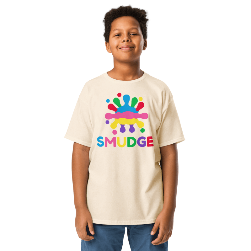 SMUDGE Big Logo Youth T-Shirt in cream, front