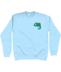 Light blue Chameleon kids' sweatshirt with a small chameleon on the chest