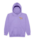 Light purple Zebra kids' hoodie with a small zebra on the chest