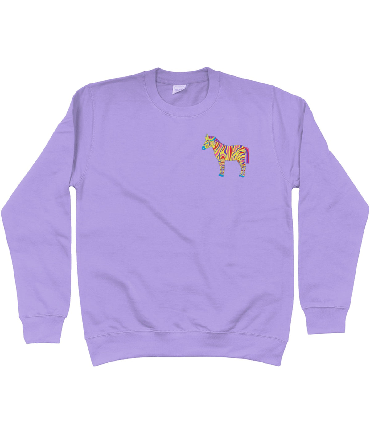 Light purple Zebra kids' sweatshirt with a small zebra on the chest