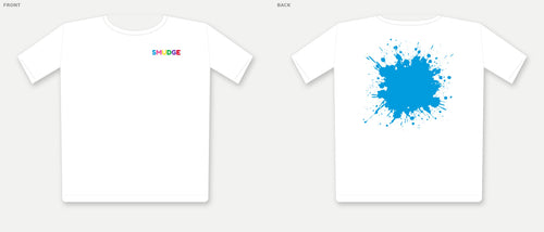 SMUDGE Splash Back Organic Kids T-Shirt, Big Cyan Splash design, front and back
