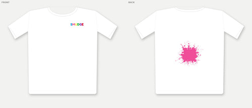 SMUDGE Splash Back Organic Kids T-Shirt, Low Pink Splash design, front and back