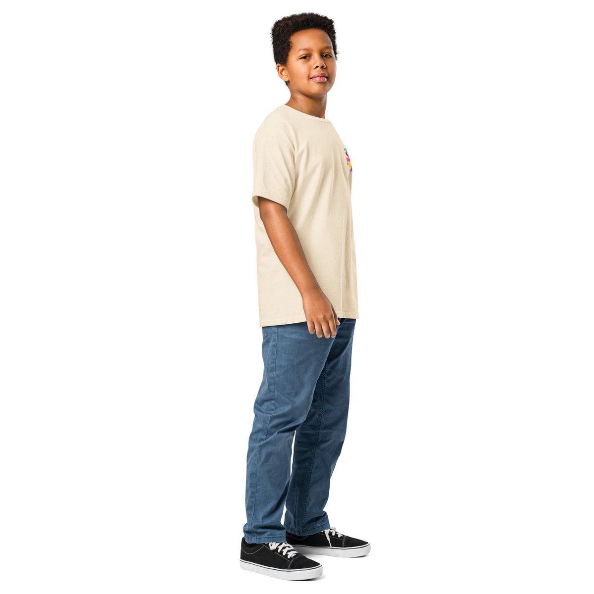 SMUDGE Splash Chest Youth T-Shirt in cream, side