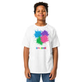 SMUDGE Paint Splat Cluster Youth T-Shirt in white, front