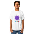 SMUDGE Purple Splat Youth T-Shirt in white, front
